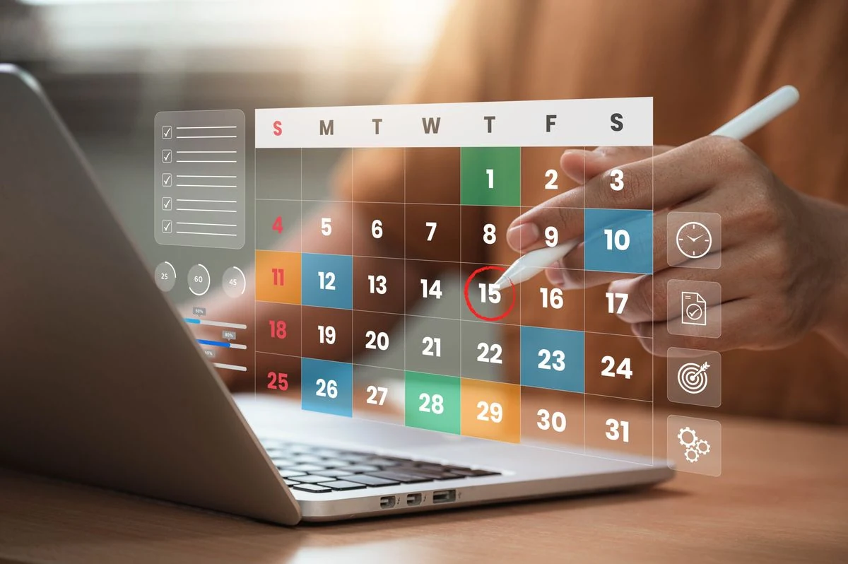 Shopify strategy consultation being scheduled on a laptop calendar