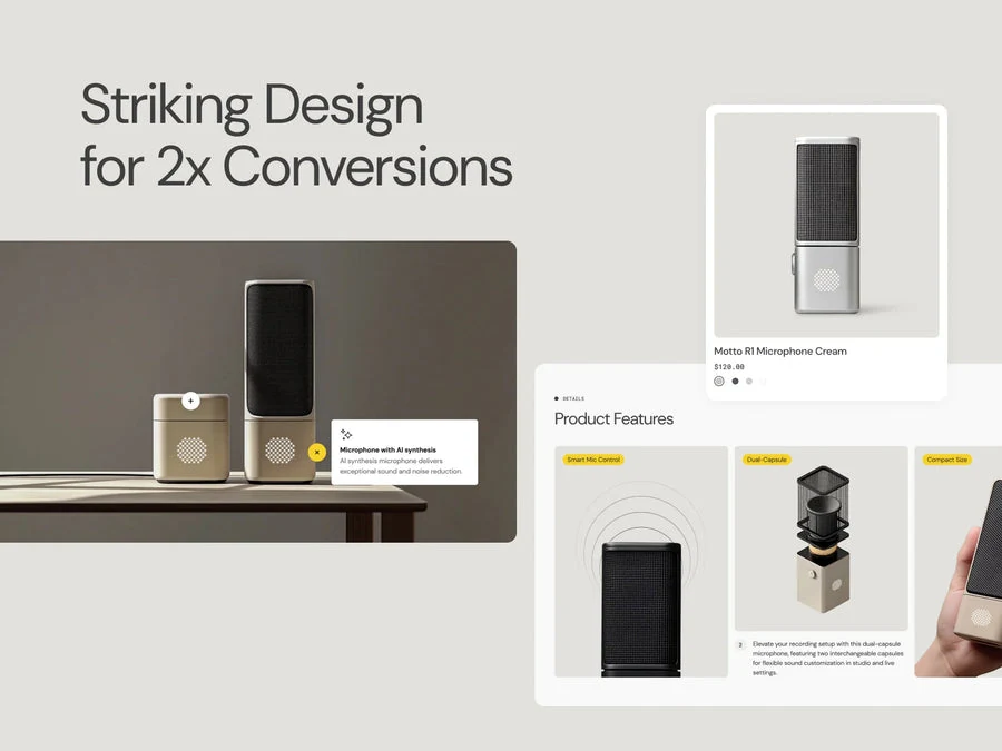 Cart and upsell interface optimized for conversion