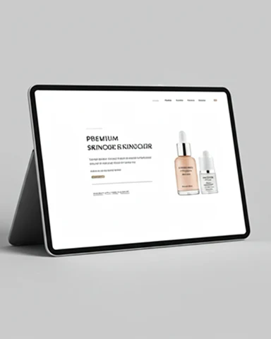 Premium skincare product page redesign on a tablet