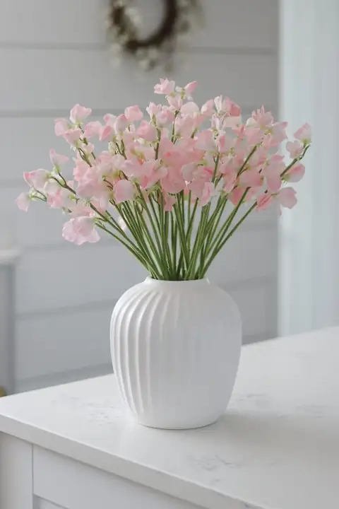 Lux Art Silks pink flowers in a white vase